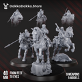 Alcat Rats Assault Riders by DakkaDakka, a 5-model mounted sci-fi cavalry squad with horses, riders, lances, sabers, and multiple weapon options.