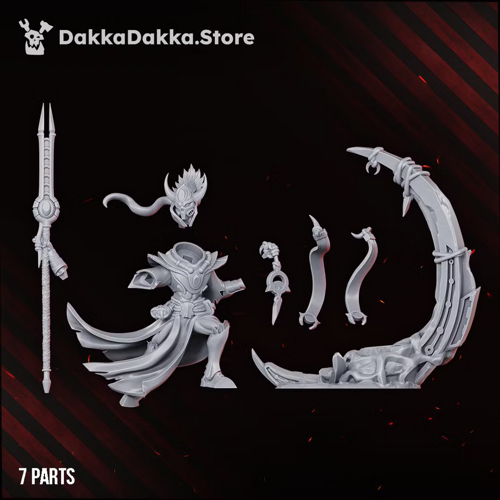 Seven-part resin kit components for Anchorite Supay The Farstrike