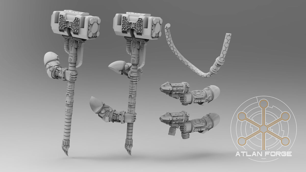 Modular components and weapon options for the Asgardian Artificer miniature