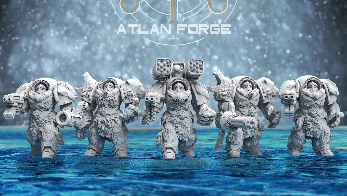 Asgardian Einherjar five-model heavy weapon squad by Atlan Forge