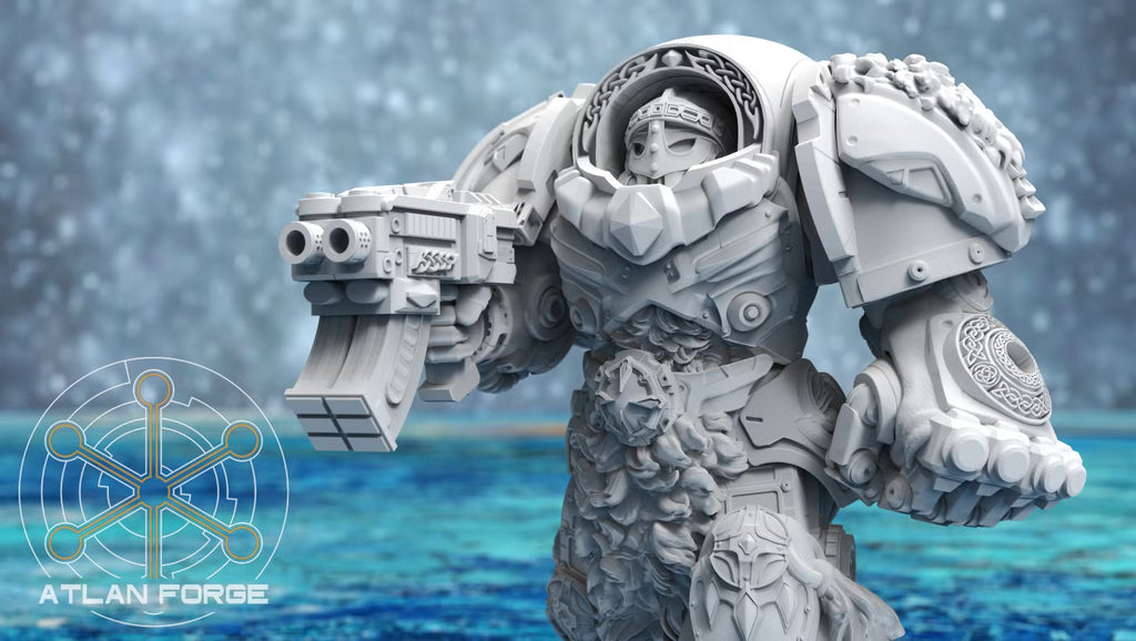 Asgardian Einherjar miniature with heavy bolt gun and closed fist