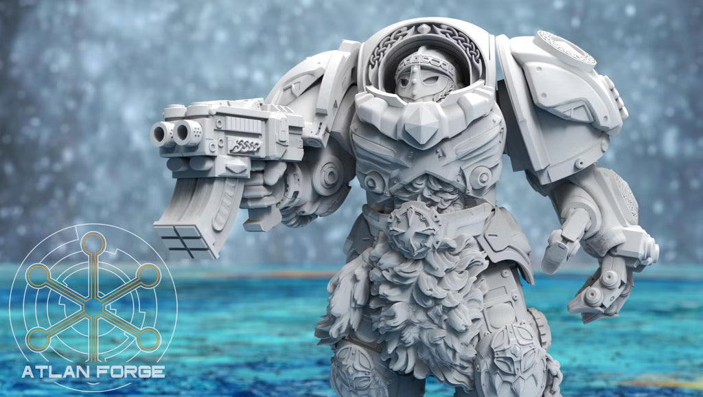Asgardian Einherjar miniature with heavy bolt gun and open hand