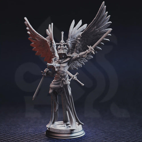 Caerian the Inevitable, Angel of Death by DM Stash, dark celestial fantasy warrior miniature for tabletop RPG encounters.