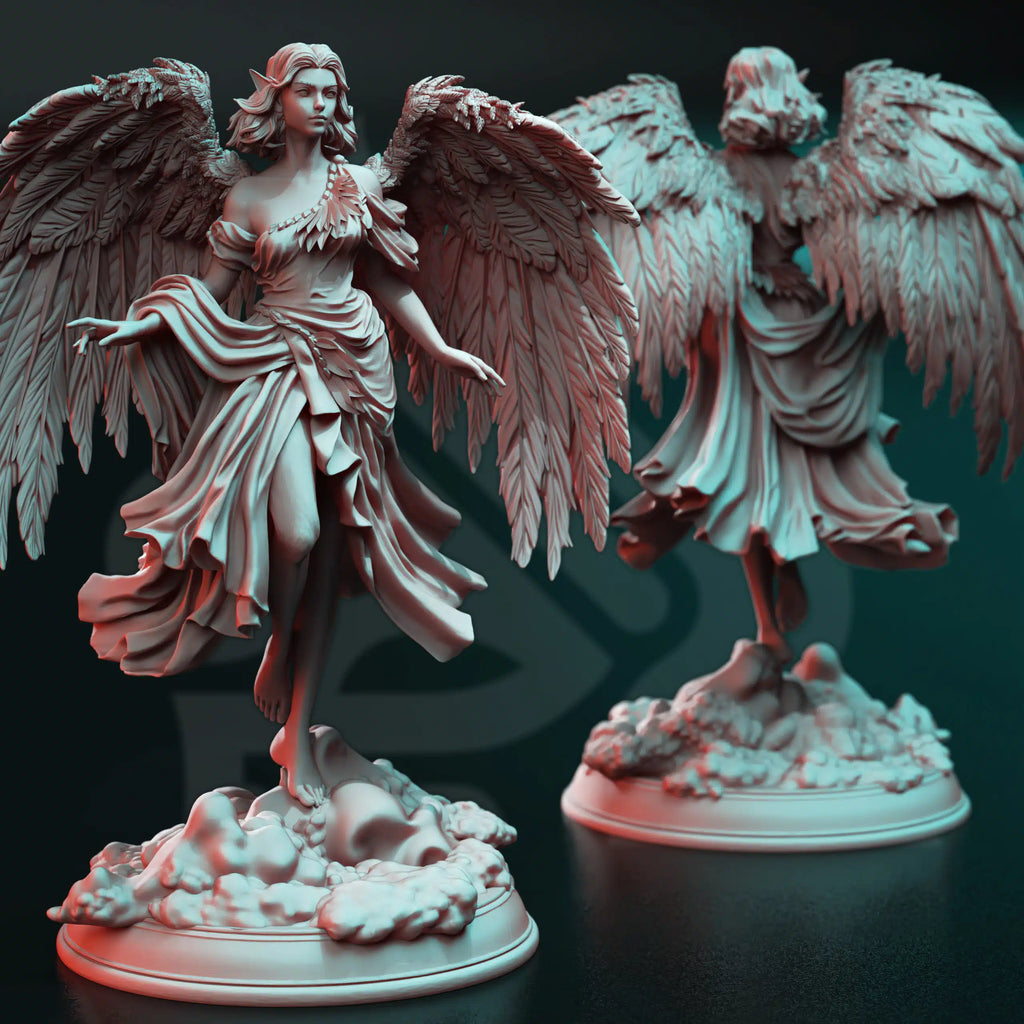 Cesedra The Great Love celestial cleric sorcerer miniature by DM Stash, resin printed winged angel NPC for fantasy tabletop RPG campaigns.