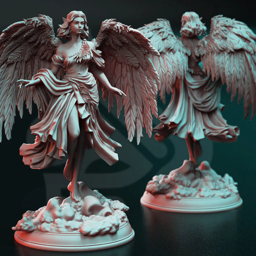 Cesedra The Great Love celestial cleric sorcerer miniature by DM Stash, resin printed winged angel NPC for fantasy tabletop RPG campaigns.