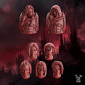 Resin 3D‑printed Crimson Wings Heads by DakkaDakka featuring five sculpted heads with stylized hair.