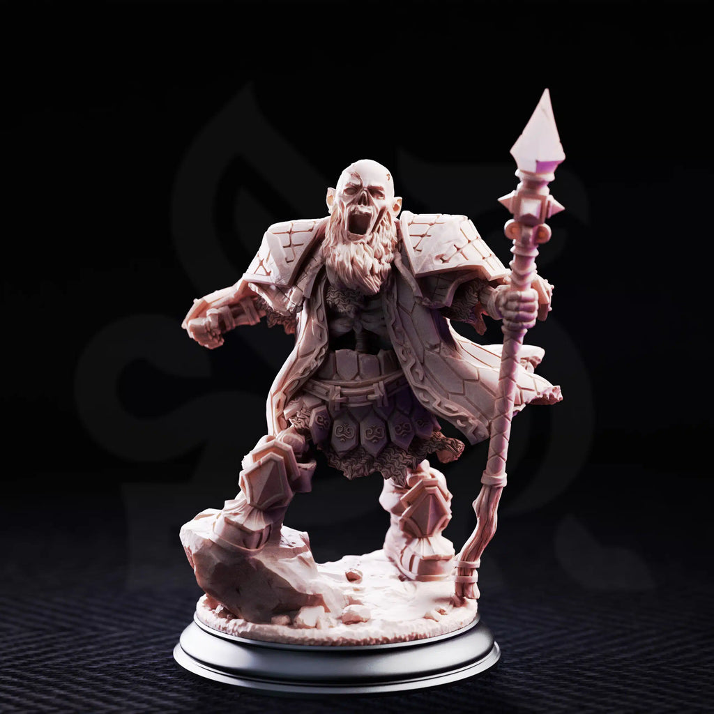Crook undead dwarven brother miniature by DM Stash, featuring a cursed dwarf warrior pose with armor, beard detail, and scenic base.