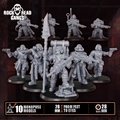 Deadland Lurkers monopose squad of 10 sci-fi resin miniatures by Rockheadgangs