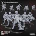 Diseased Gunners squad by DakkaDakka, showing 10 preassembled corrupted sci-fi resin miniatures with fungal mutations and heavy weapons.