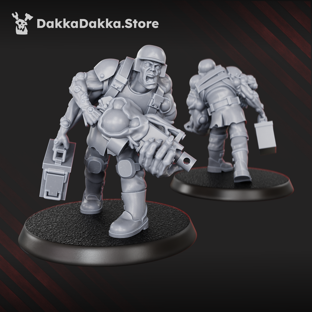 Diseased Gunner by DakkaDakka carrying a corrupted heavy weapon with swollen fungal growths, armor plates, and infected sci-fi styling.