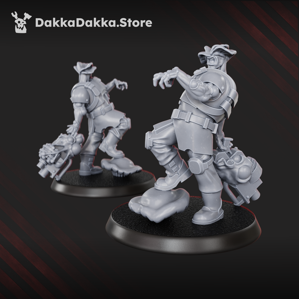 Diseased Gunner by DakkaDakka shown with distorted head growths, infected armor, and heavy sci-fi weapon details.