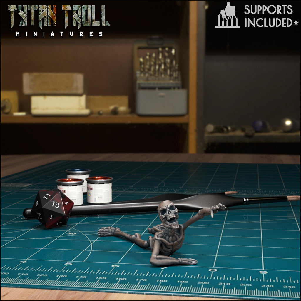 Resin 3D‑printed fallen skeleton miniature by TytanTroll.