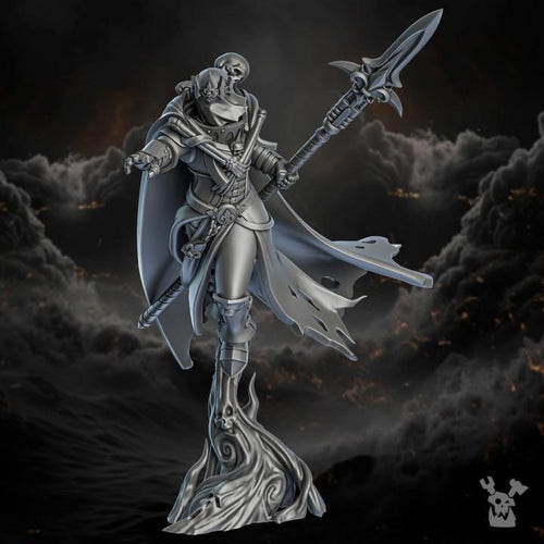 Avatar of the Mourner sci-fi resin miniature front view showing armor, weapon, and character details.