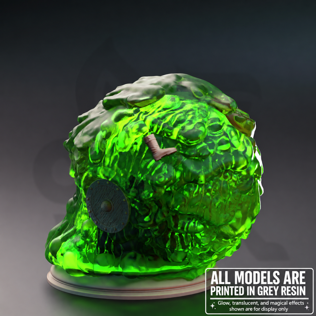 Gelatinous Sphere DM Stash ooze monster miniature engulfing an armored adventurer