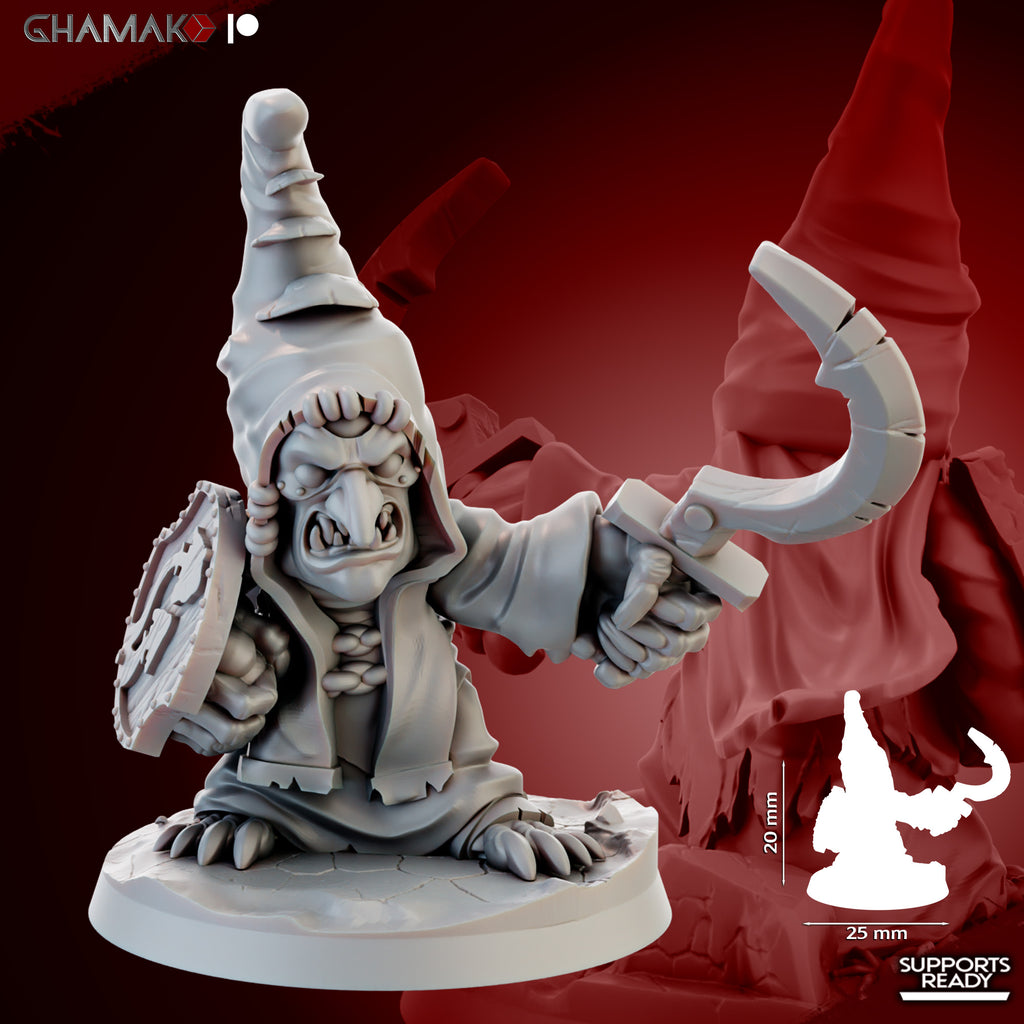 Individual Death Caps fantasy resin miniatures by Ghamak, showing one of the 10 small mushroom creature models printed by CeeForge for RPG encounters and painting projects.