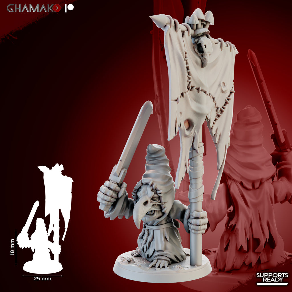 Individual Death Caps fantasy resin miniatures by Ghamak, showing one of the 10 small mushroom creature models printed by CeeForge for RPG encounters and painting projects.
