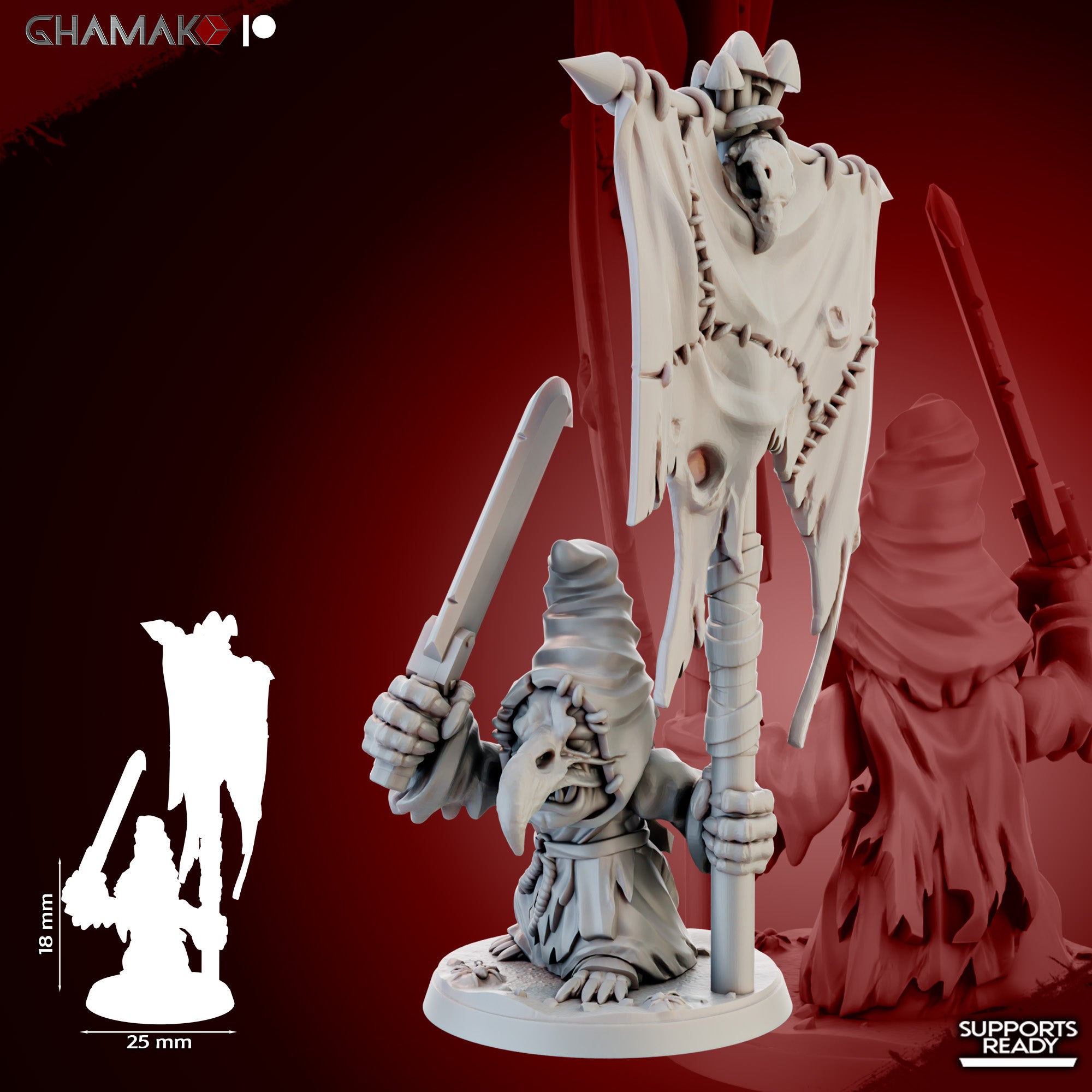 Individual Death Caps fantasy resin miniatures by Ghamak, showing one of the 10 small mushroom creature models printed by CeeForge for RPG encounters and painting projects.