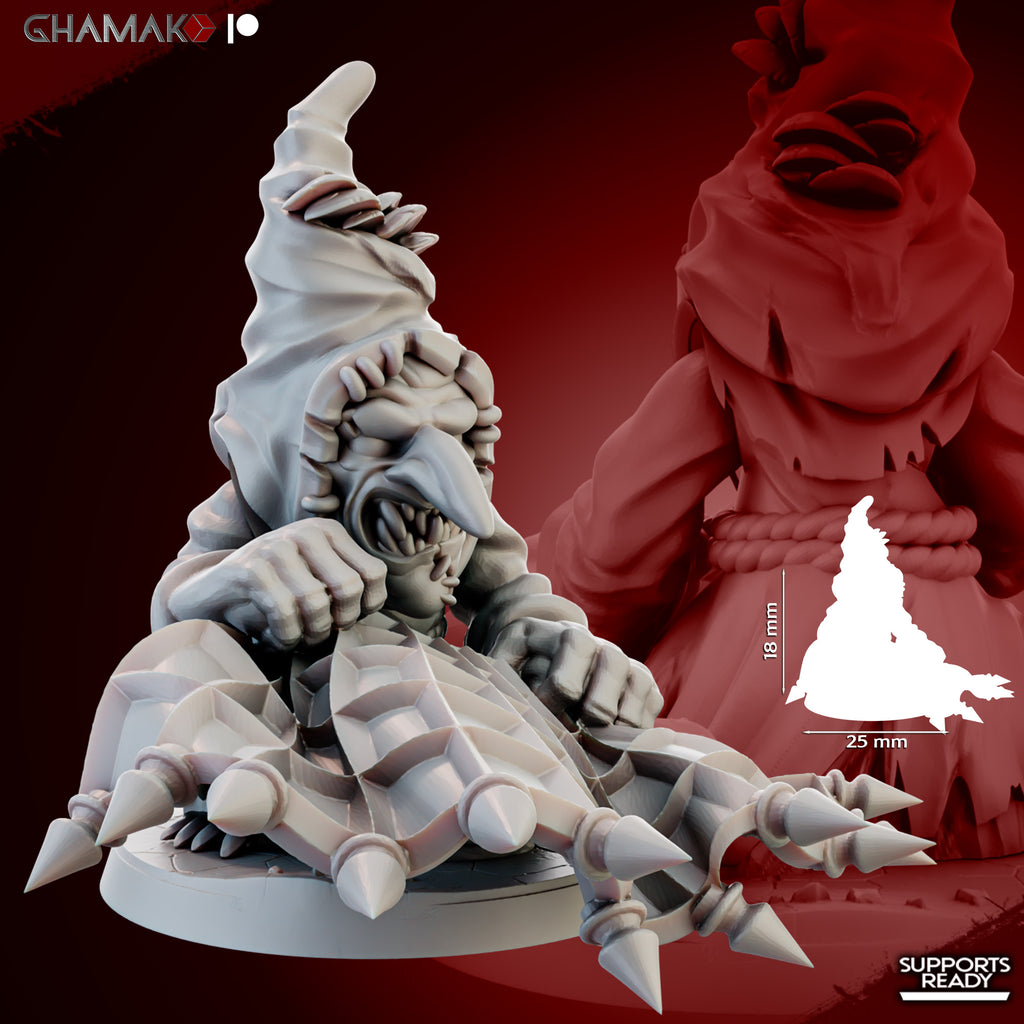 Individual Death Caps fantasy resin miniatures by Ghamak, showing one of the 10 small mushroom creature models printed by CeeForge for RPG encounters and painting projects.