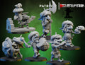 Persian Goblin Guard fantasy resin miniatures by Ghamak, showing 6 ornate goblin guards with shields, curved blades, armor, and characterful poses.