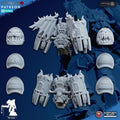 Unassembled resin components of Ghamak Chaos Vultures kit —backpacks and shoulder pads