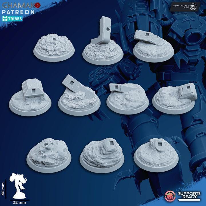 Ghamak Warped Claws squad — resin-printed grimdark sci-fi infantry with claw weapons on 32mm sculpted bases, printed by CeeForge
