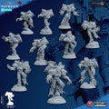 Ghamak Warped Claws squad — resin-printed grimdark sci-fi infantry with claw weapons on 32mm sculpted bases, printed by CeeForge