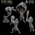 Goblin heavy fighters from Goblin Warband II by TytanTroll, showing armored brute-style fantasy goblin miniatures with large weapons and battle-ready poses.