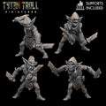 Goblin assassin and skirmisher miniatures from Goblin Warband II by TytanTroll, featuring sneaky fantasy goblins with blades, hoods, and aggressive poses.