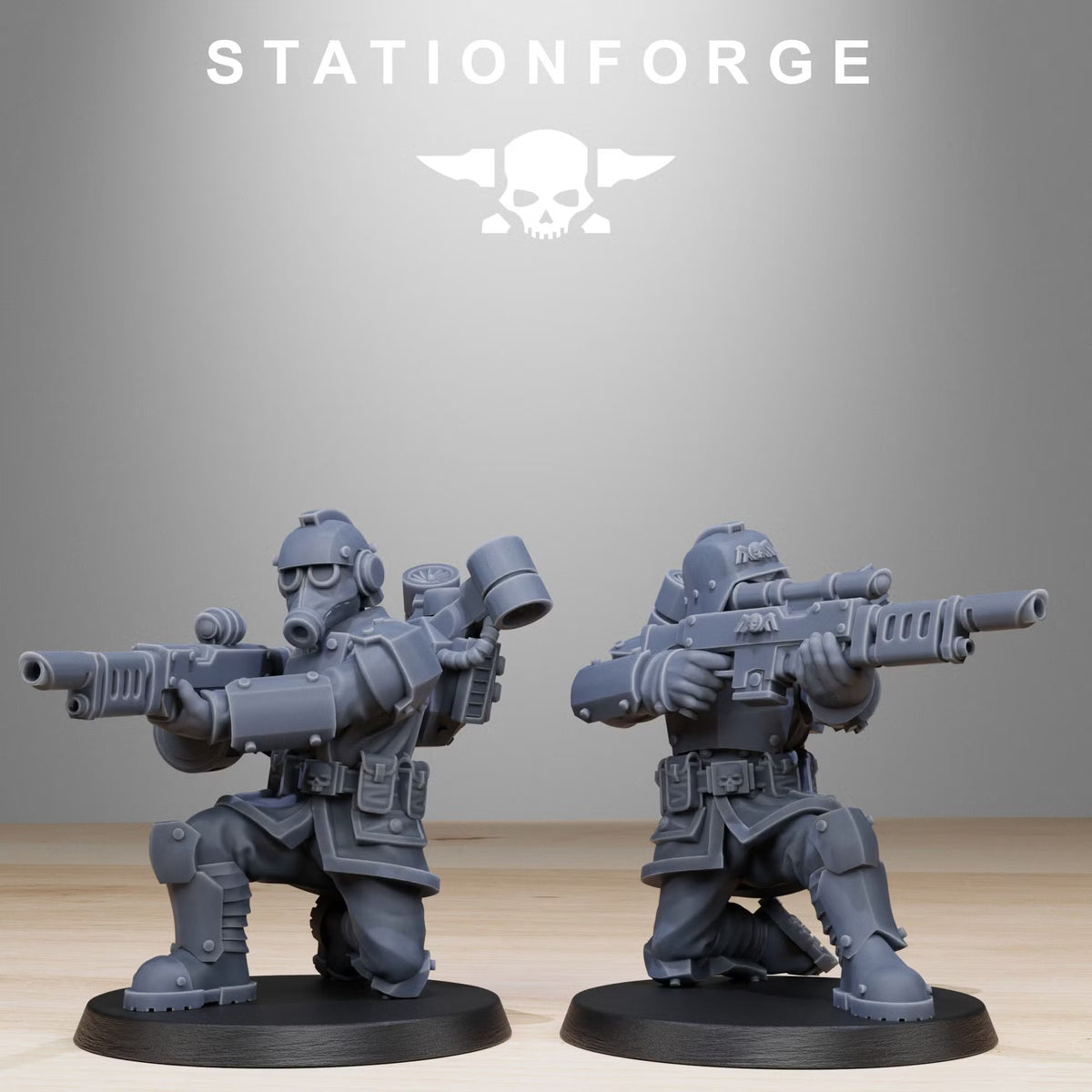GrimGuard Aero Troops with heavy sci-fi weapons and jump equipment
