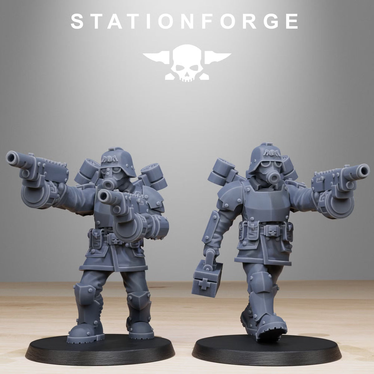 GrimGuard Aero Troops sci-fi assault miniatures with dual weapons
