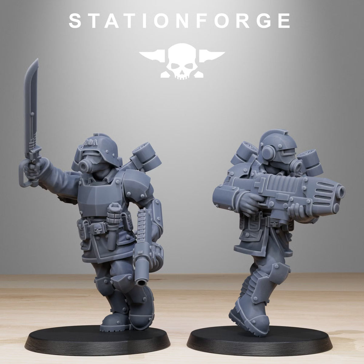 GrimGuard Aero Troops close-up with melee and heavy weapon loadouts
