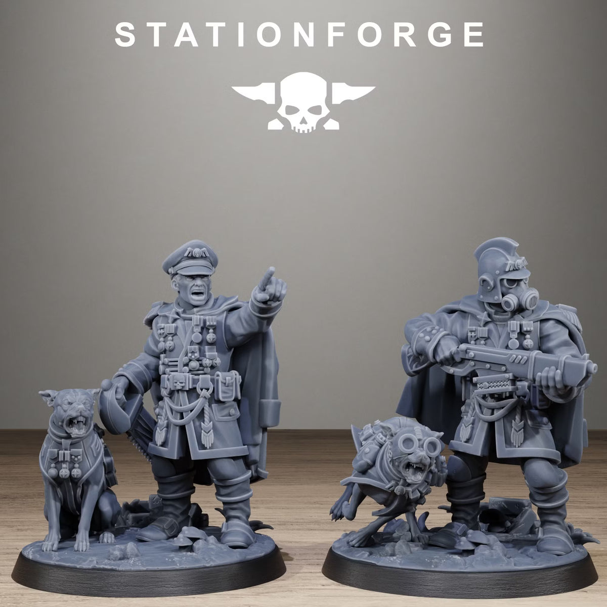 GrimGuard Honoured Commanders alternate builds with gas masks and hounds