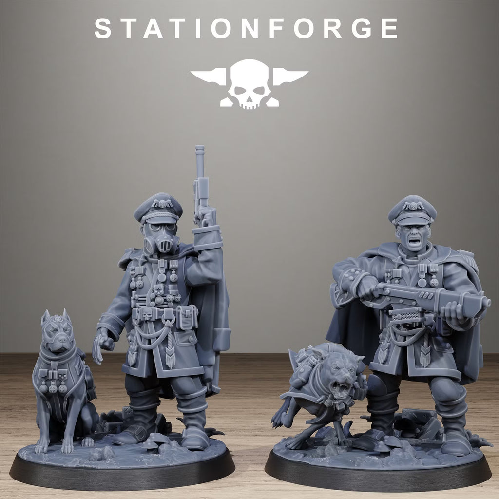 GrimGuard commander miniatures with alternate weapons and hound companions