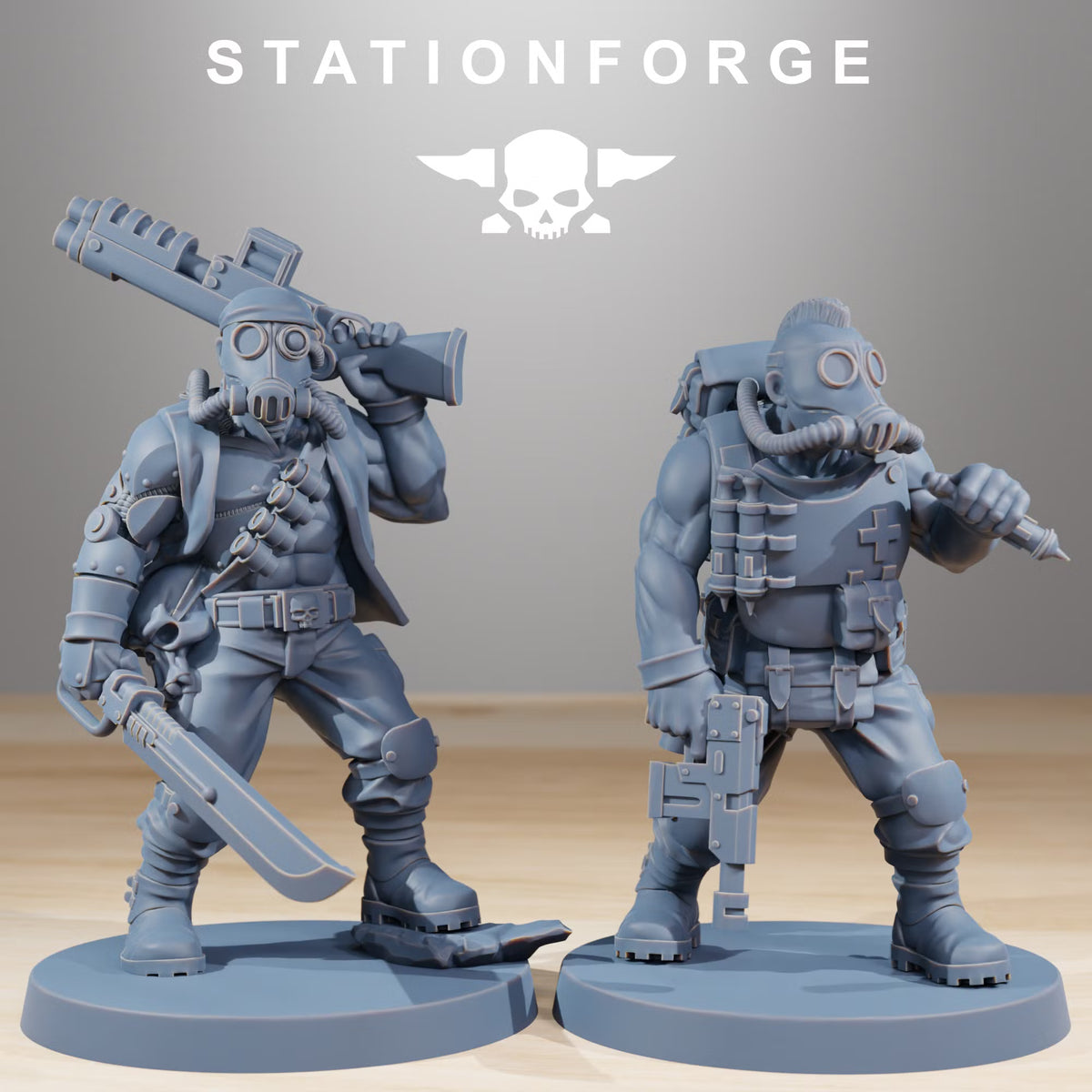 GrimGuard Hunter specialists with weapons and battlefield gear