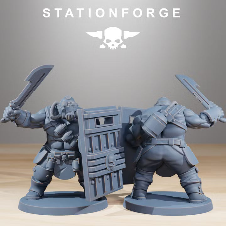 GrimGuard Hunter with large shield and combat blade by StationForge