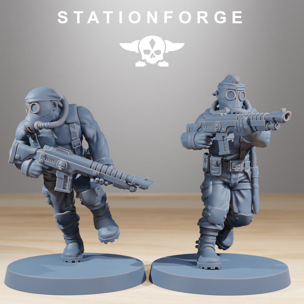 GrimGuard Jungle Fighters advancing with sci-fi rifles