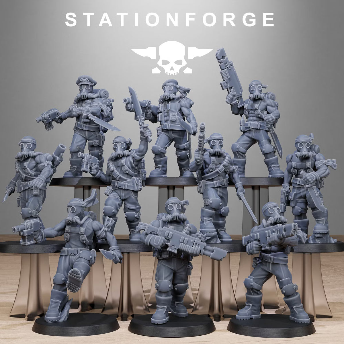 GrimGuard Jungle Fighters 2 squad of 10 sci-fi miniatures by StationForg