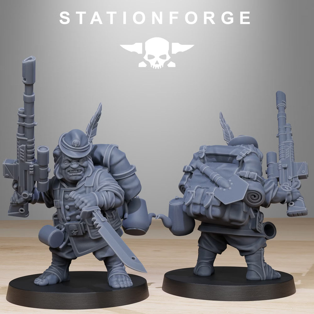 GrimGuard Skulldart Trapper with long rifle blade and field pack