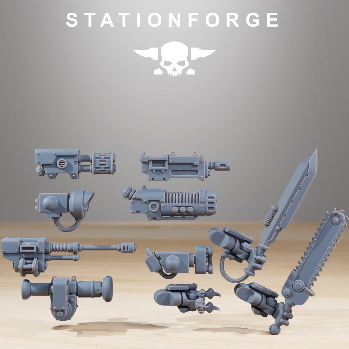 GrimGuard Walker Mk1 interchangeable sci-fi weapon arm options