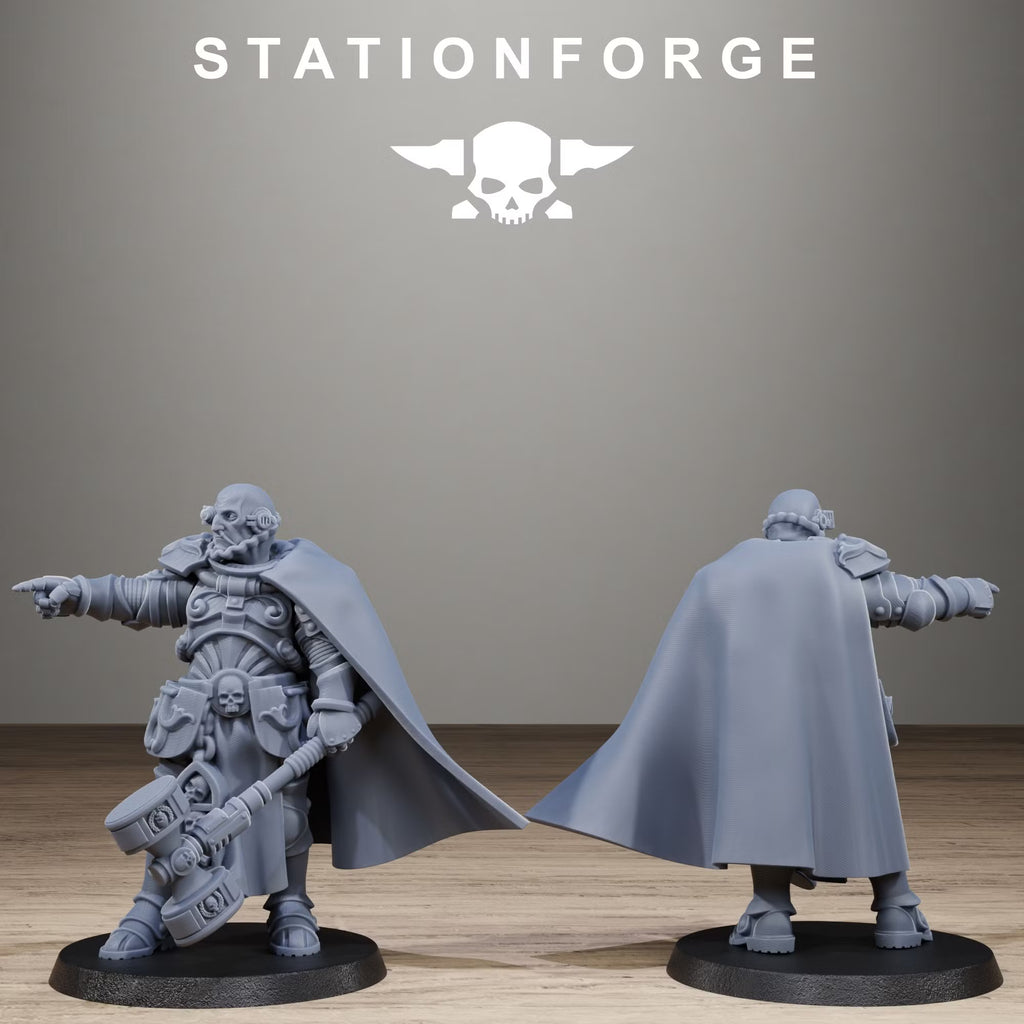 Cloaked GrimCorp Straggler miniature by Station Forge, front and rear views