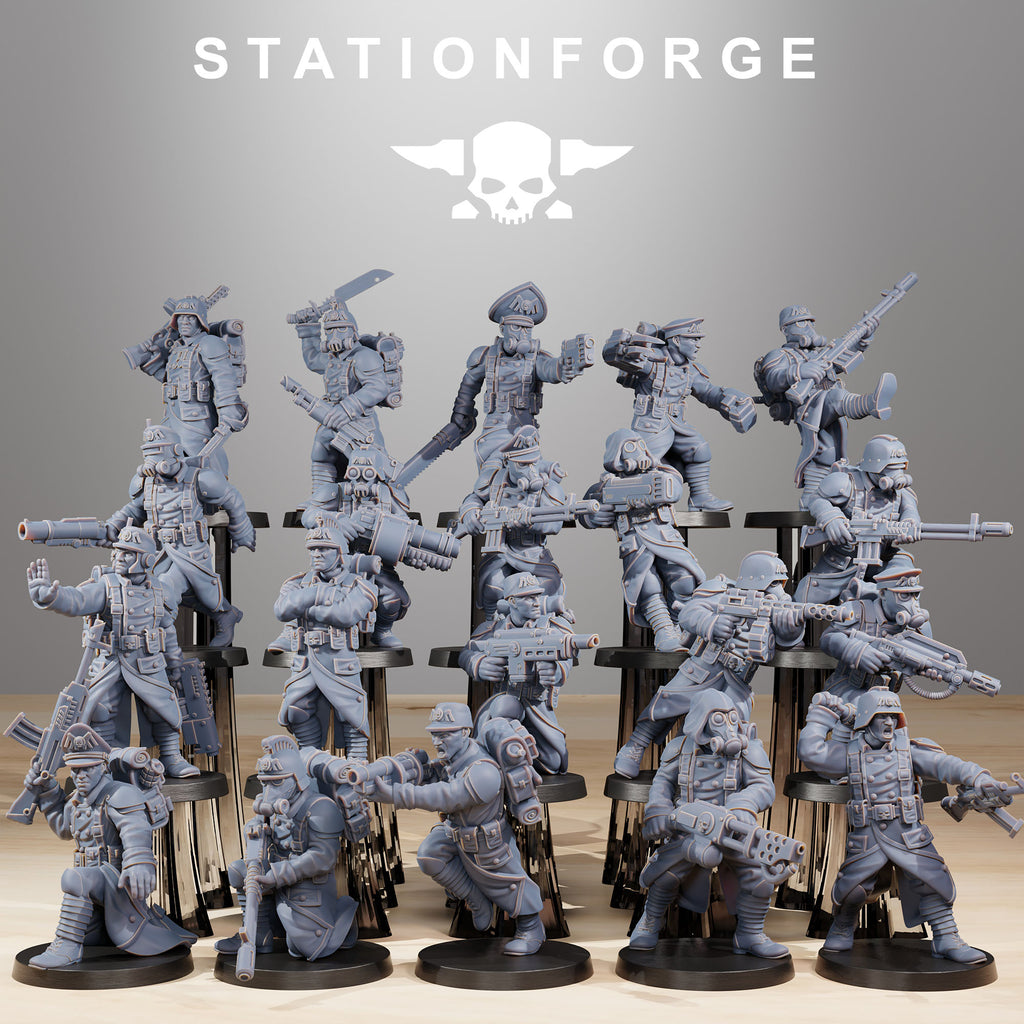 Full GrimGuard Builder Kit squad with varied infantry poses and weapon options.