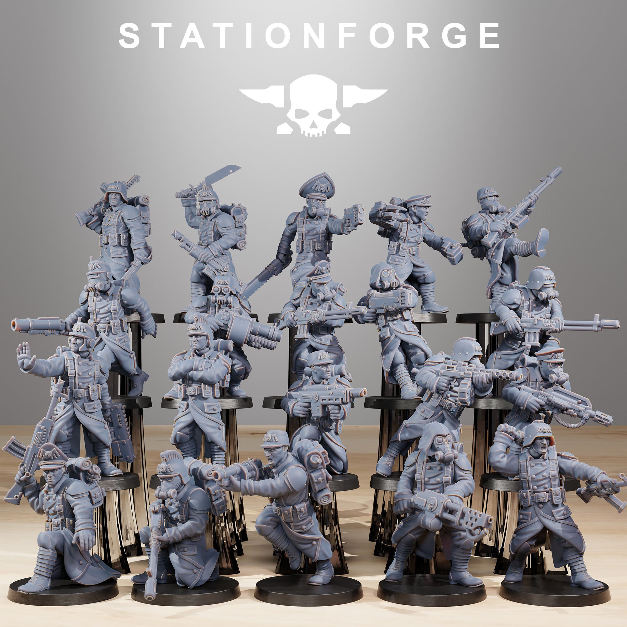 Full GrimGuard Builder Kit squad with varied infantry poses and weapon options.