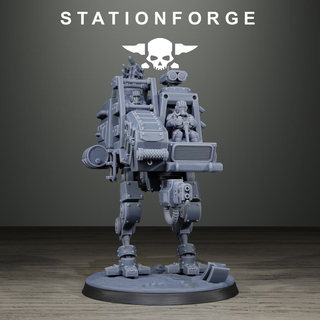 GrimGuard Light Walker by Station Forge, armored sci-fi walker with crew compartment and mounted weapon