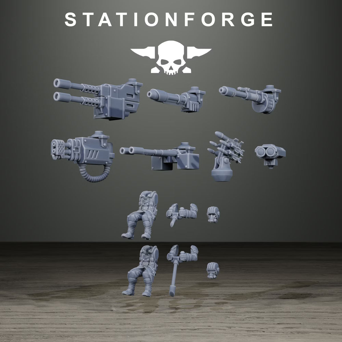 GrimGuard Light Walker modular weapon mounts and seated crew options by Station Forge