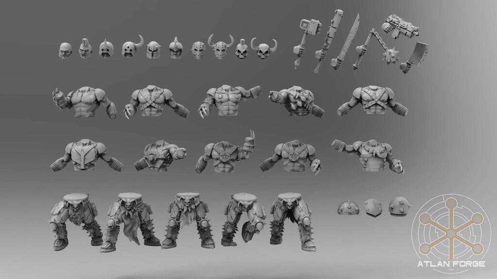 3D printed physical resin Hades Cultists squad miniatures by Atlan Forge featuring high-detail sci-fi grimdark renegade militia models
