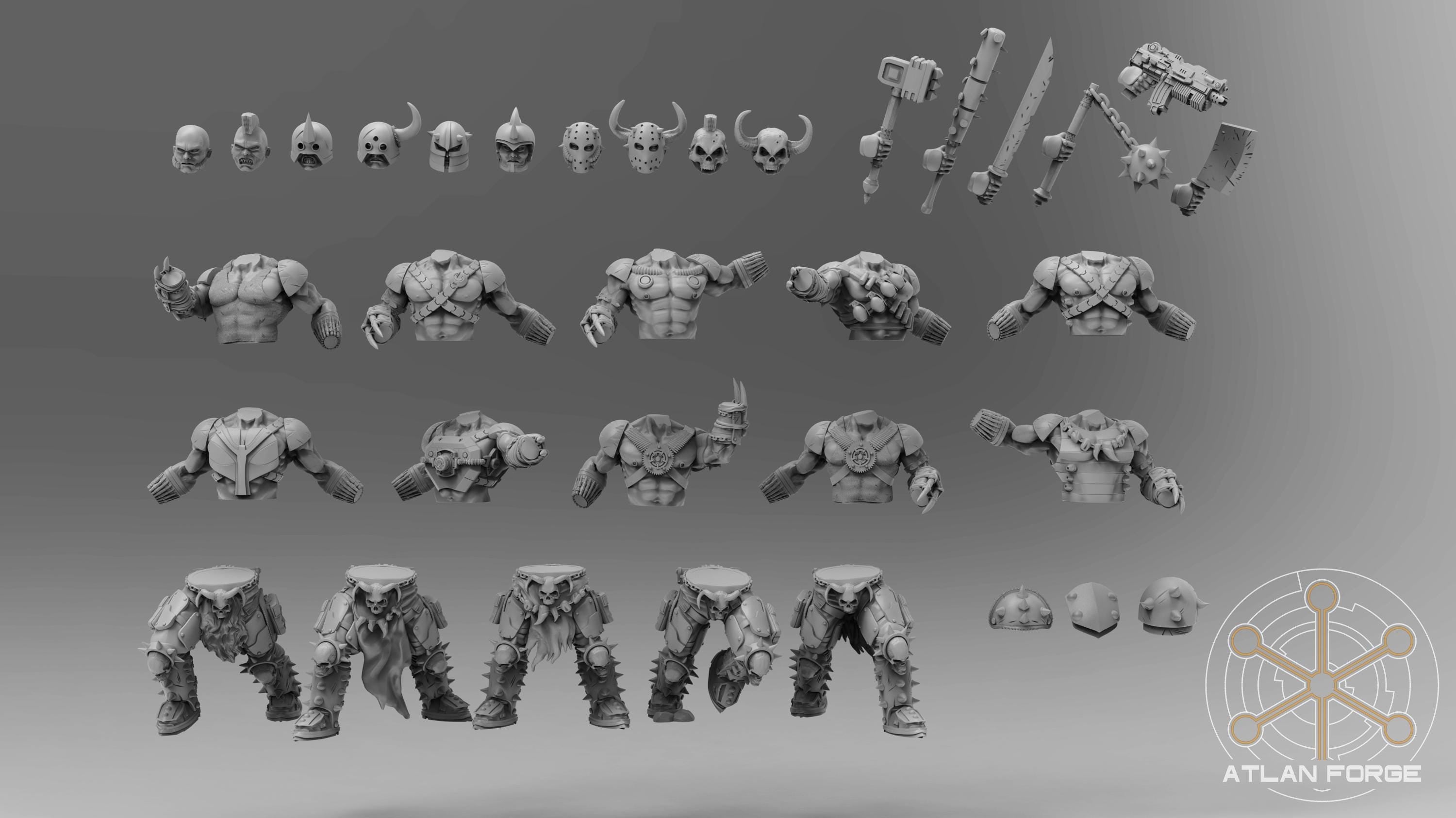 3D printed physical resin Hades Cultists squad miniatures by Atlan Forge featuring high-detail sci-fi grimdark renegade militia models
