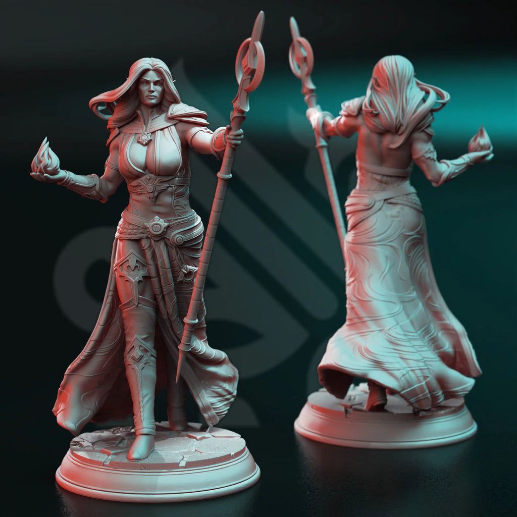 Harmara Dances With Blood goliath blood mage miniature by DM Stash, resin printed fantasy RPG sorcerer wizard NPC for tabletop campaigns.