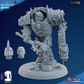 Ghamak Heretic Exterminator Lord tabletop miniature with heavy armor and sci-fi weaponry