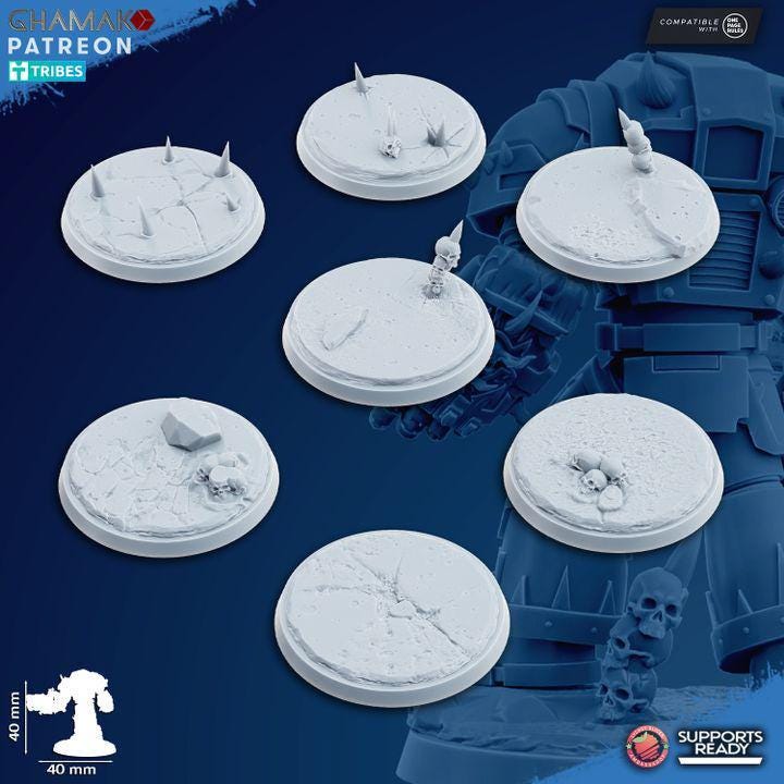 Detailed view of a heavy grimdark infantry soldier bases