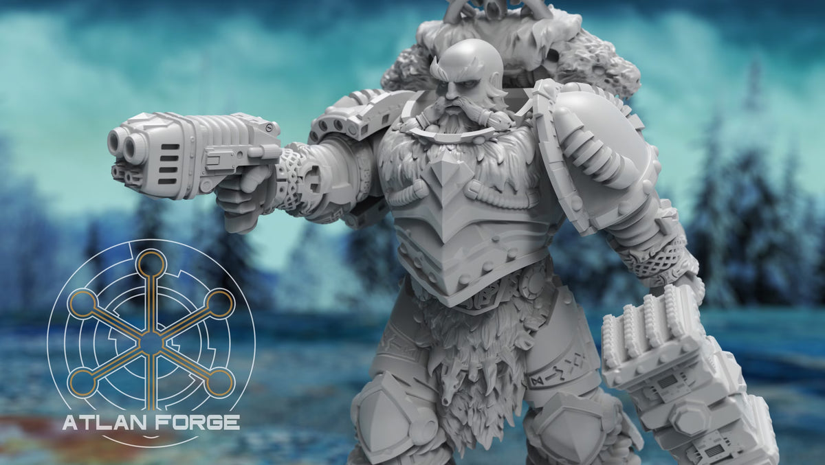 Hrungir wielding a chain hammer with detailed Norse-inspired armor